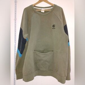 Reebok Hexalite Men's Olive and Black Crewneck Sweater With Kangaroo pocket zip